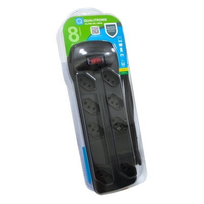Filtro Linha 8 Tomadas 1,20mt Preto Qualitronix