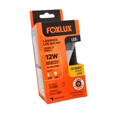 Lampada Led 12w A60 3000k Foxlux