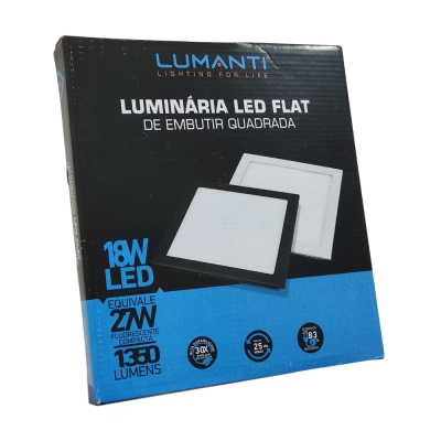 Painel Led 18w Quadrado Embutir 3000k Lumanti