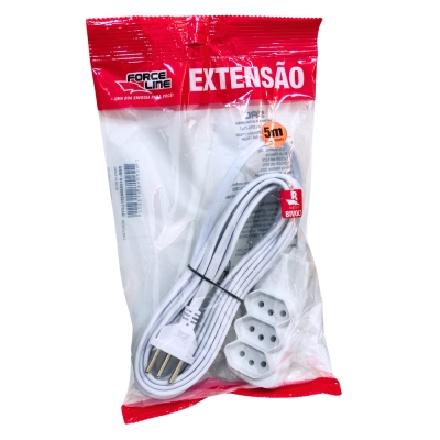 Extensao 3 Tomadas 5mt Pl 3p Br Force Line