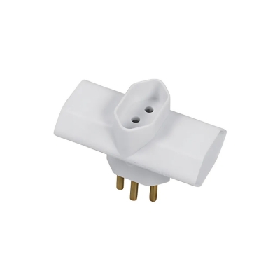 Pino Adaptador Tipo T 3p 3 Saidas Branco Pluzie
