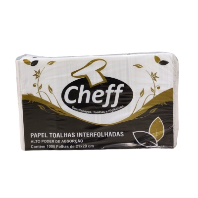 Papel Toalha Interfolhado 21cm X 20cm 1000fls Brco Reciclado Cheff