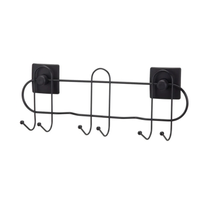 Organizador Vassouras/Acessorios 6 Ganchos Adesivo Black Arthi