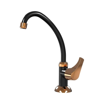 Torneira Cozinha Mesa 1/4 Volta Abs Preta/Dourada Premium Acquabios