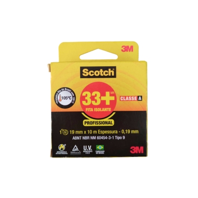 Fita Isolante 10mt x 19mm Preta 33+ Scotch 3m