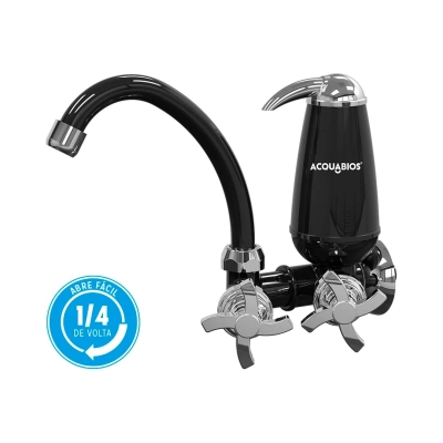 Filtro Purificador Agua Torneira/Parede Quadriseta Preto Acquabios