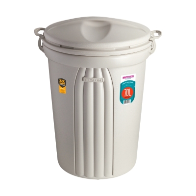 Lixeira Plastica C/Tampa 70lt Bege Sanremo