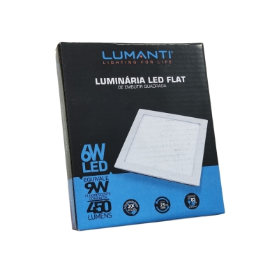 Painel Led 6w Quadrado Embutir 3000k Lumanti