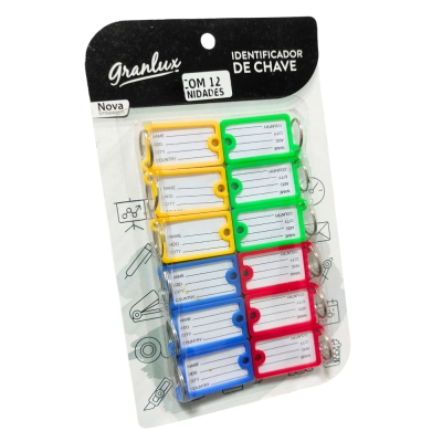 Chaveiro C/Etiqueta 12pcs Colorido Granlux