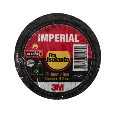 Fita Isolante 20mt x 18mm Preta Imperial 3m