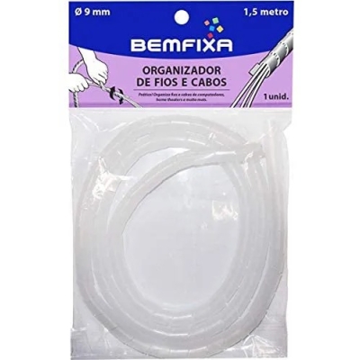 Organizador Fios E Cabos 9mm 1,5mt Incolor (4390) Bemfixa