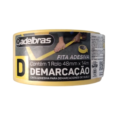 Fita Demarcacao Adesiva 48mm X 14mt Amarela Adelbras