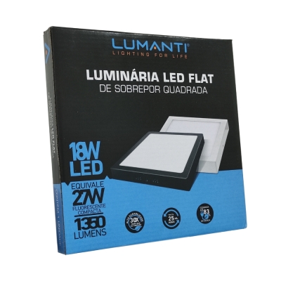 Painel Led 18w Quadrado Sobrepor 4000k Lumanti