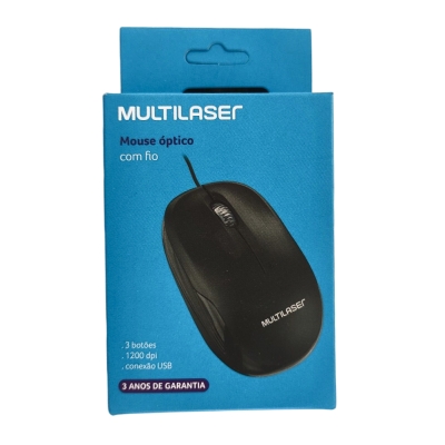 Mouse Optico Usb 1200dpi Mid Preto (Mo255) Multilaser