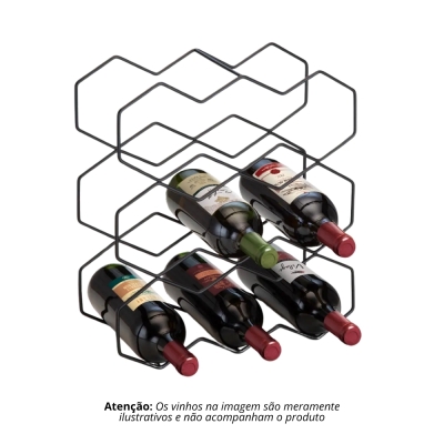 Adega Suporte P/9 Garrafas Vinho Black Arthi
