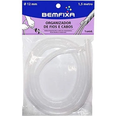 Organizador Fios E Cabos 12mm 1,5mt Incolor (4391) Bemfixa