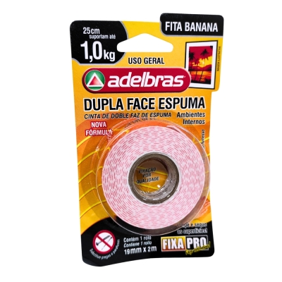 Fita Dupla Face Espumada 19mm X 2mt Fixa Pro Adelbras