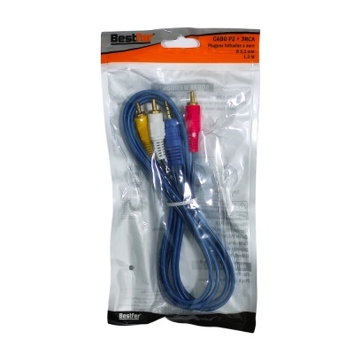 Cabo Rca 3 X P2 1,5m Azul Bestfer