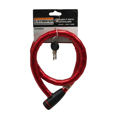 Cadeado Moto C/Chave 1,00MT Articulado STARFER