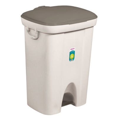 Lixeira Plastica C/Pedal 36lt Quadrada Bege Sanremo