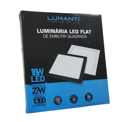 Painel Led 18w Quadrado Embutir 4200k Lumanti