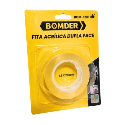 Fita Dupla Face Acrilica 18mm X 2mt Transparente (Bom-1301) Bomder