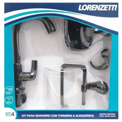 Kit Acessorios Banheiro 4pçs Preto Lorenzetti