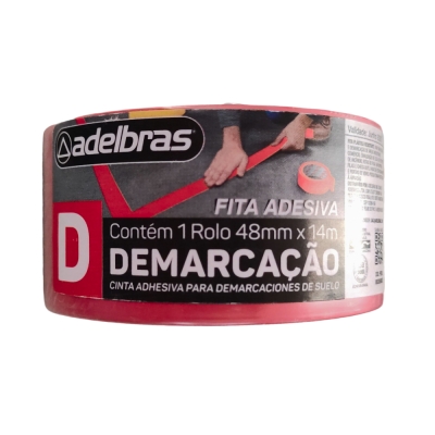 Fita Demarcacao Adesiva 48mm X 14mt Vermelha Adelbras