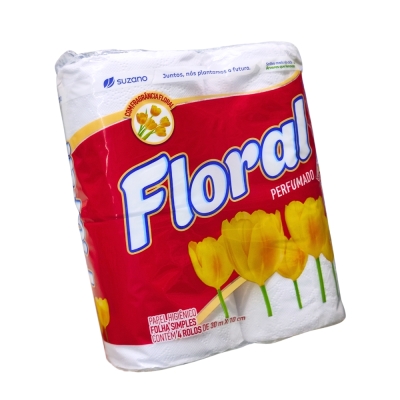 Papel Higienico 4 Rolos Folha Simples Perfumado Floral