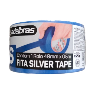 Fita Silver Tape 48mm X 5mt Azul Adelbras