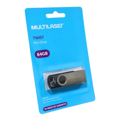 Pen Drive Twist 64gb Preto Multilaser