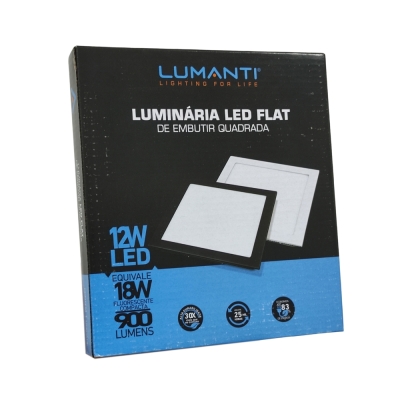 Painel Led 12w Quadrado Embutir 6500k Lumanti