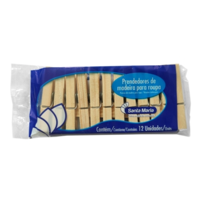 Prendedor Roupa Madeira 12pçs Santa Maria