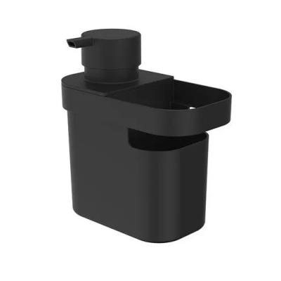 Dispenser Detergente C/Porta Esponja Trium 650ml Preto Ou