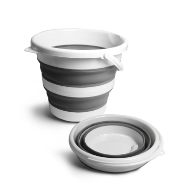 Balde Retratil 10L Branco/Cinza Nobre