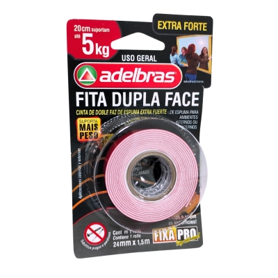 Fita Dupla Face Espumada 24mm X 1,5mt Extra Forte Adelbras