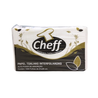 Papel Toalha Interfolhado 21cm X 20cm 1000fls Brco 100% Celulose Cheff