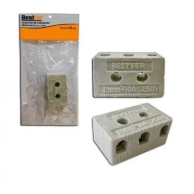 Conector Barra Ceramica 10mm 3p Bestfer