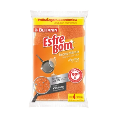 Esponja Multiuso Limpeza Delicada 4und Esfrebom