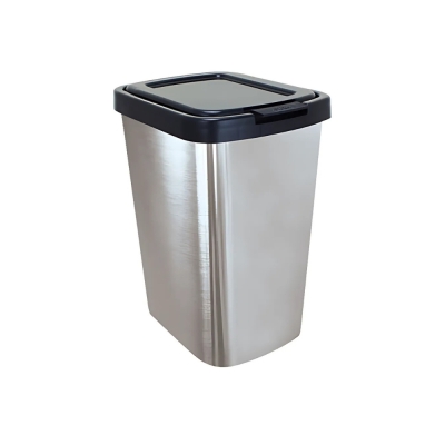 Lixeira Inox Quadrada 9lt C/Tampa Click Arqplast