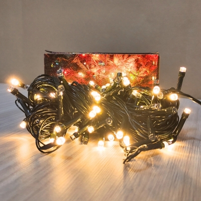 Pisca Pisca 100leds 8 Funções 8mt Amarelo Fio Verde Ld Comercio