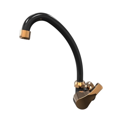 Torneira Cozinha Parede 1/4 Volta Abs Preta/Dourada Premium Acquabios