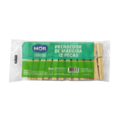 Prendedor Roupa Madeira 12pçs Mor