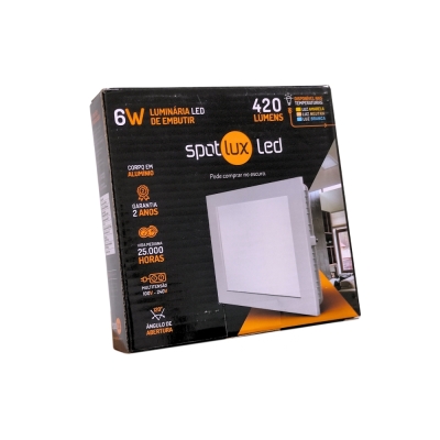 Painel Led 6w Quadrado Embutir 3000k Spotlux