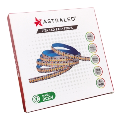 Fita Led 12v 18w 3000k 5mt 240lm 10mm Astraled