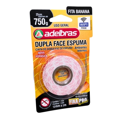 Fita Dupla Face Espumada 12mm X 2mt Fixa Pro Adelbras