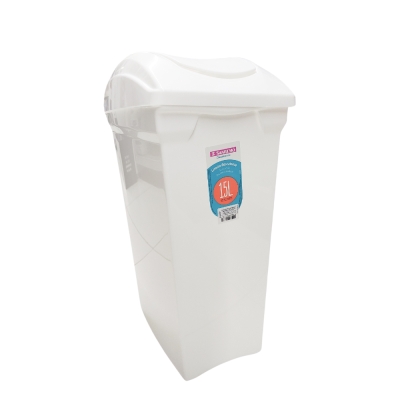 Lixeira Plastica Tampa Basculante 15lt Branca Sanremo