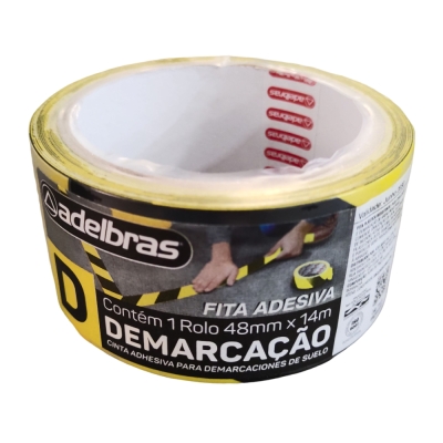 Fita Demarcacao Adesiva 48mm X 14mt Zebrada Adelbras
