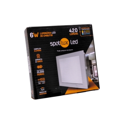 Painel Led 6w Quadrado Embutir 6500k Spotlux