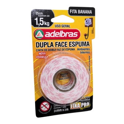 Fita Dupla Face Espumada 24mm X 2mt Fixa Pro Adelbras